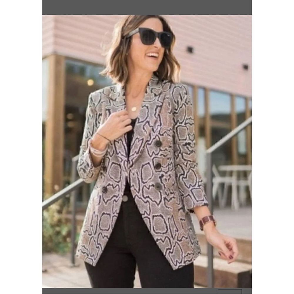 Cabi Python blazer jacket button front 8